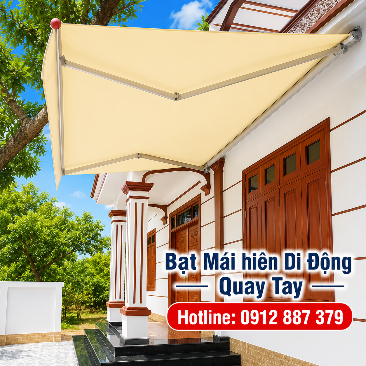 Báo Giá Mái Hiên Di Động Quay Tay  tại Đắk Mil, Đắk Nông