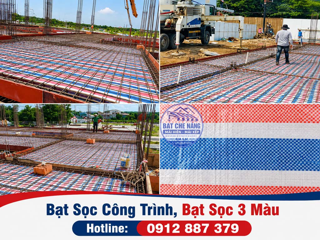 Mua bạt sọc công trình, bạt 3 màu sọc giá rẻ tại Chư Sê, Gia Lai