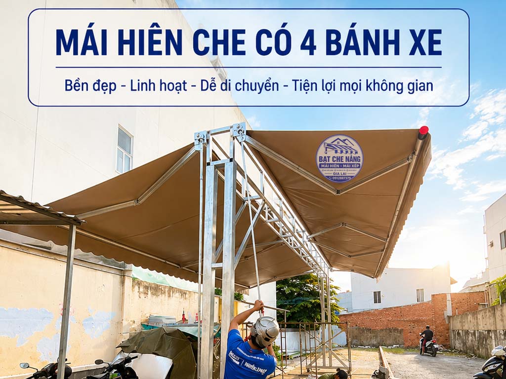 Mái Che Hiên Chữ A Có Bánh Xe Tại Buôn Hồ, Đắk Lắk