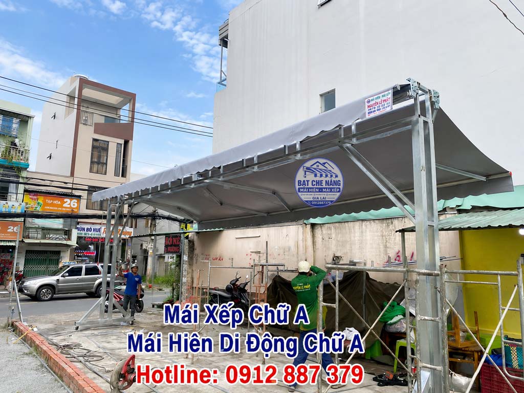 Thi Công Làm Bạt Mái Che Hiên Chữ A Có Bánh Xe Tại Buôn Hồ, Đắk Lắk