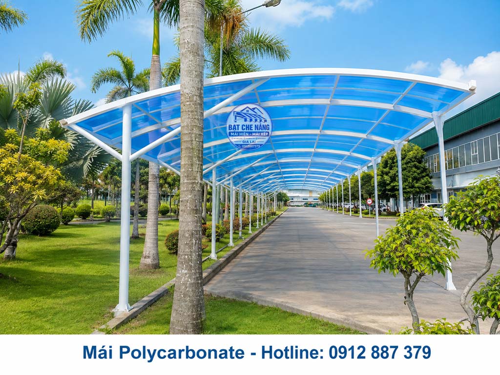 Mái Che Bằng Tấm Nhựa Polycarbonate Tại Tp Pleiku, Gia Lai