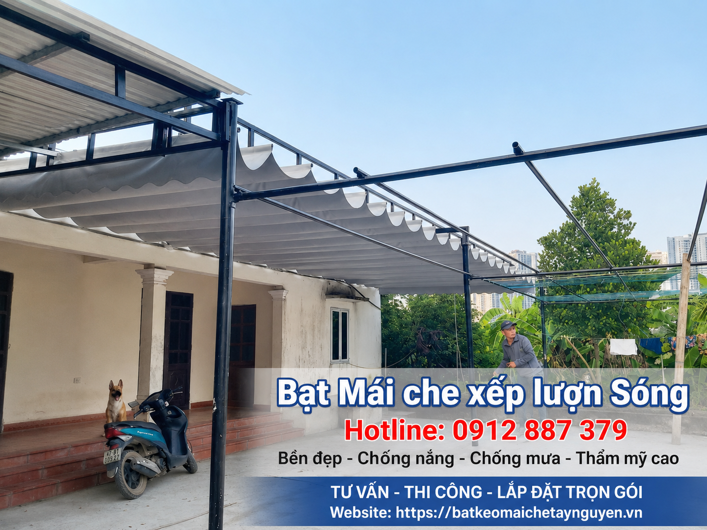 Bạt Thi Công Bạt Xếp Che Nắng Mưa Đắk Mil, Mái Xếp Di Động Tại Đắk Nông