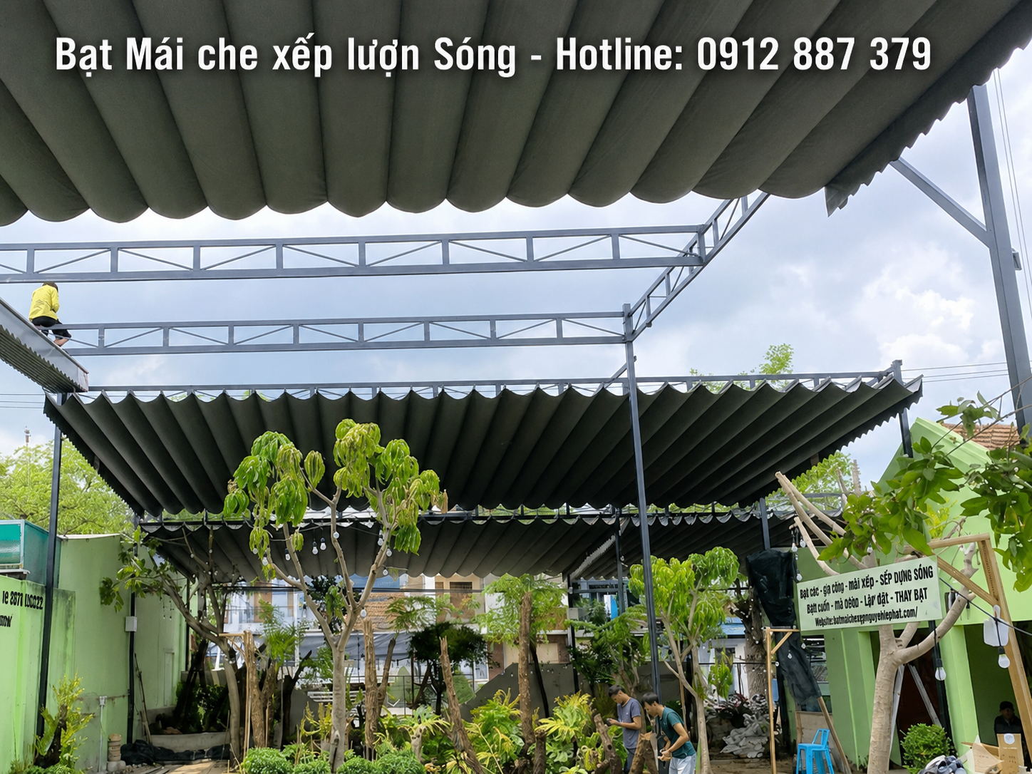 Giá Mái Xếp Di Động, Mái Bạt Xếp Lượn Sóng Ngoài Trời tại Buôn Hồ, Đắk Lắk