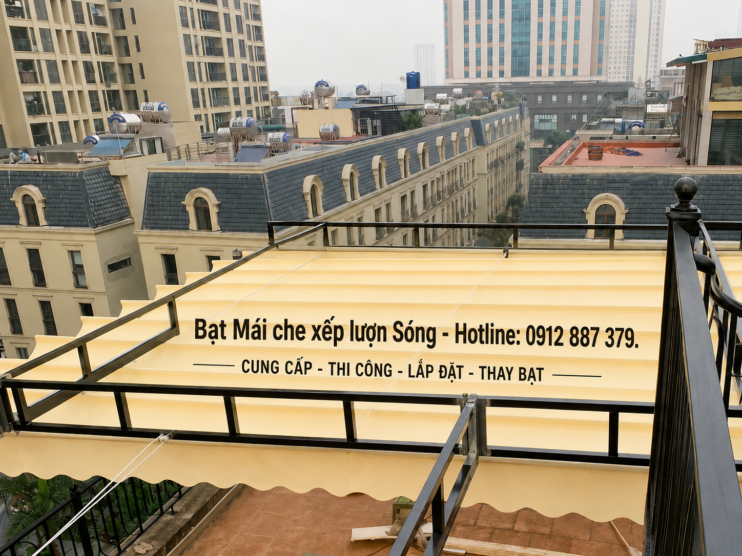 Làm mái xếp bạt kéo di động trọn gói tại Chư Sê, Gia Lai