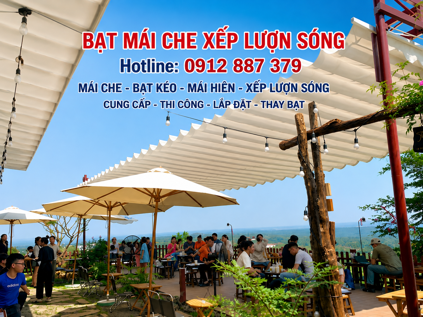 Mái Che Xếp Lượn Sóng Bạt Kéo Mái Xếp tại Buôn Hồ, Đắk Lắk