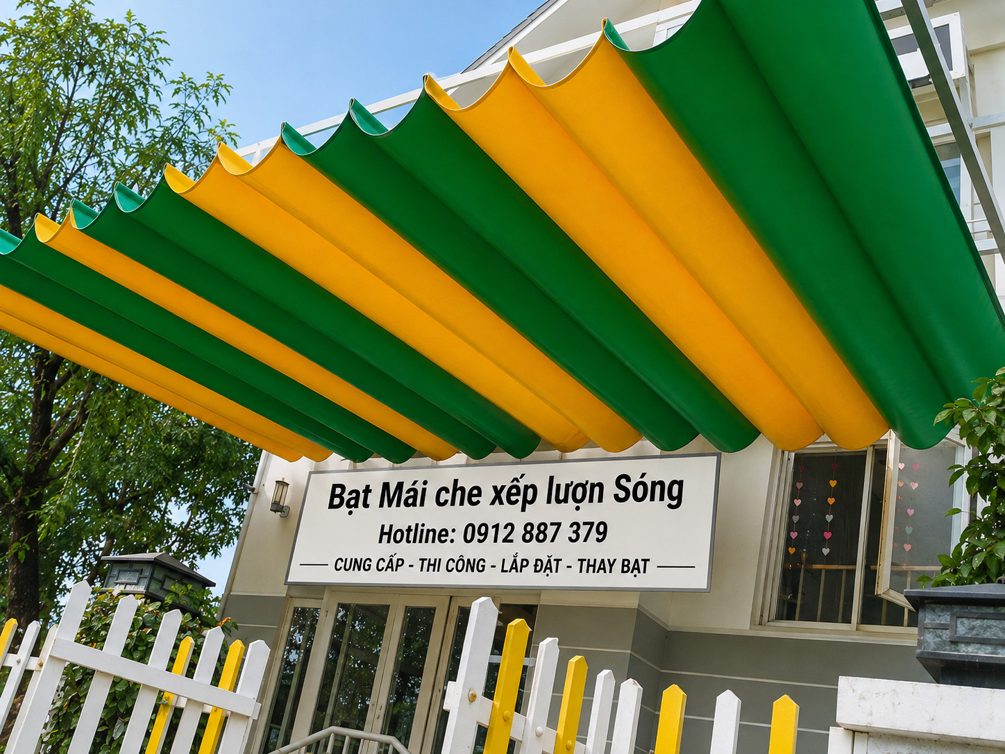 Lắp Mái Xếp Lượn Sóng, Thay Bạt Mái Xếp Che Nắng Biên Hòa, Đồng Nai